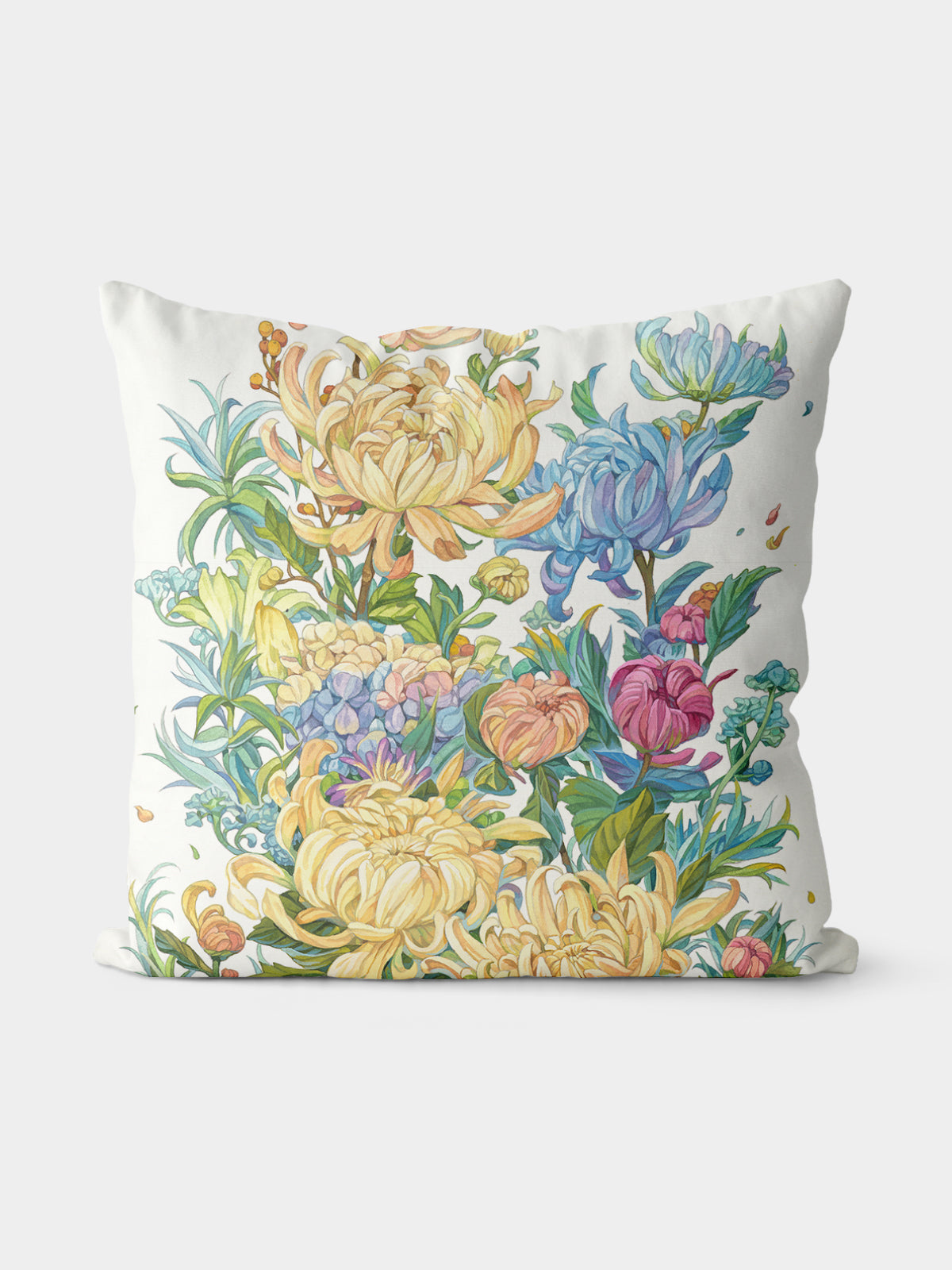 Floral Throw Pillow, Watercolor Flower Cushion for Home Decor