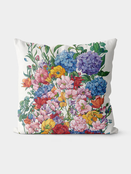 Vibrant Multicolor Floral Print Throw Pillow