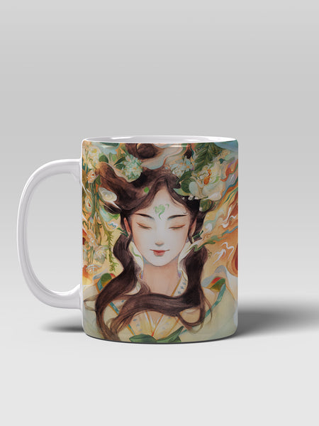 Chinese Style Goddess Ceramic Mug, Artistic Coffee Mug for Home