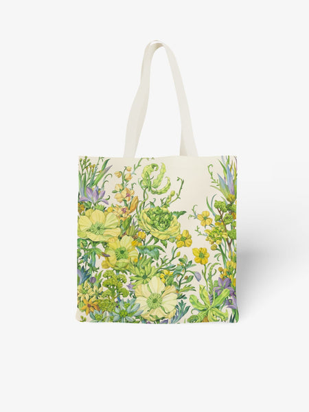 Yellow Floral Canvas Tote Bag, Nature - Inspired Flower Print Shoulder Bag for Daily Use