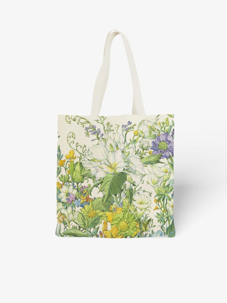 Floral Canvas Tote Bag, Nature - Inspired Flower Print Shoulder Bag for Daily Use