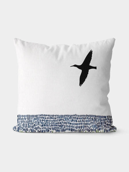 Flying Bird Silhouette Throw Pillow, Nature - Inspired Home Decor