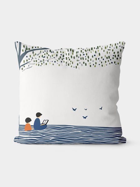 Reading by the Water Throw Pillow, Nature - Inspired Home Decor