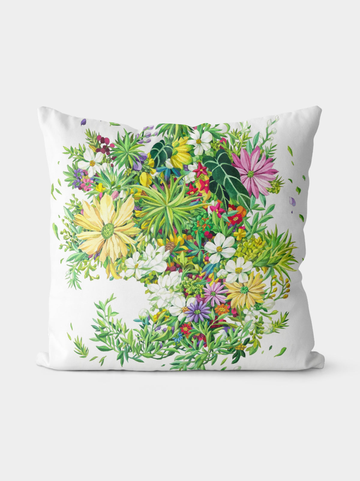 Floral Throw Pillow, Watercolor Flower Cushion for Home Decor