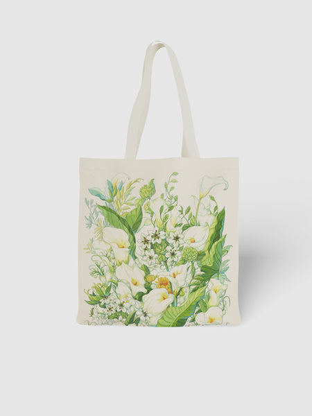 White Floral Canvas Bag