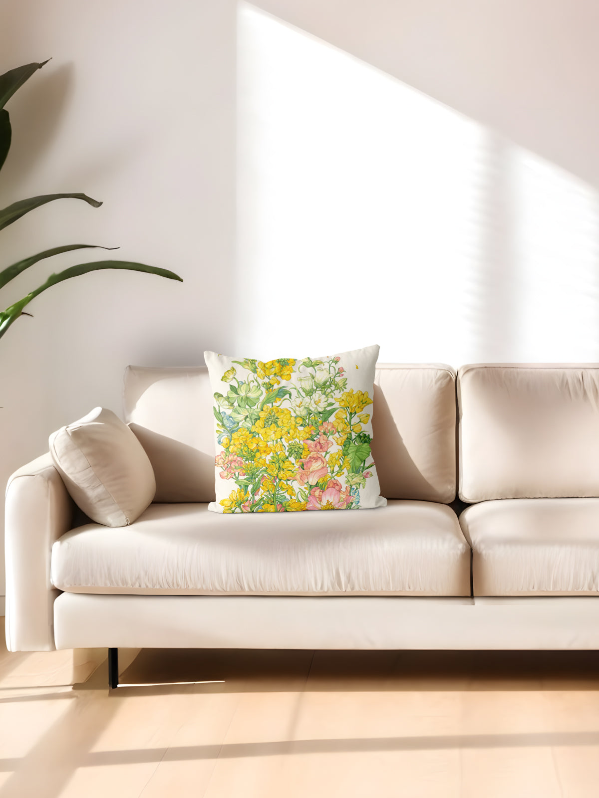 Floral Throw Pillow, Watercolor Flower Cushion for Home Decor