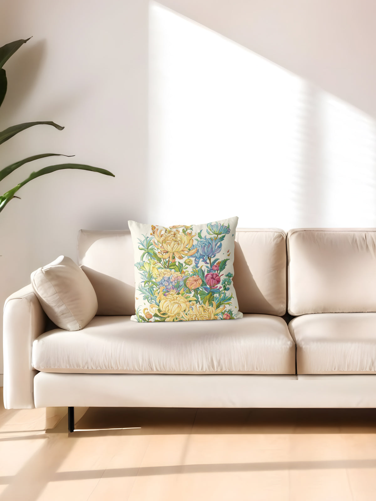 Floral Throw Pillow, Watercolor Flower Cushion for Home Decor