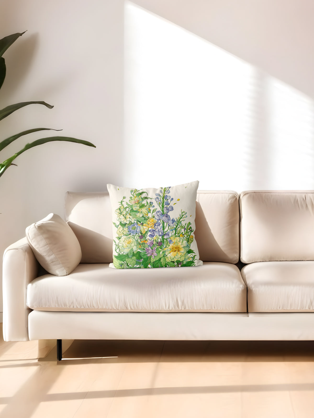 Floral Throw Pillow, Watercolor Flower Cushion for Home Decor