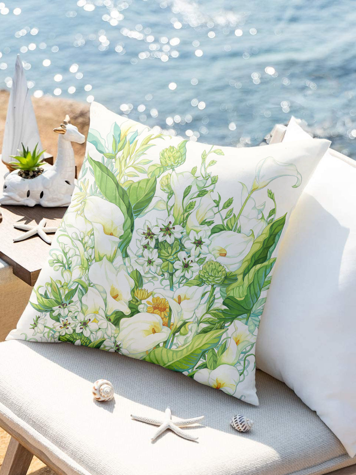 Floral Throw Pillow, Watercolor Flower Cushion for Home Decor