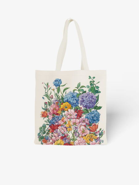 Floral Print Canvas Tote Bag, Vibrant Hydrangea Flower Shoulder Bag for Daily Use