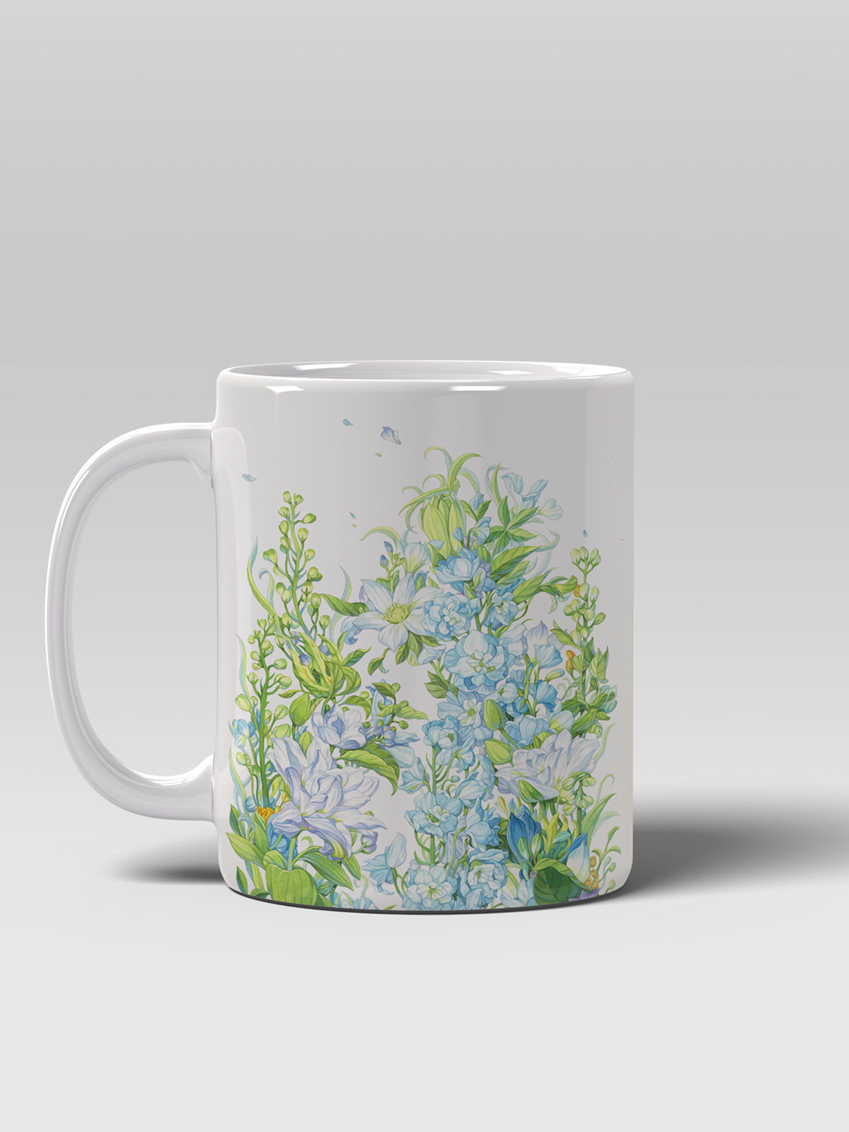Floral Coffee Mug, Watercolor Blue Flower Ceramic Mug for Home