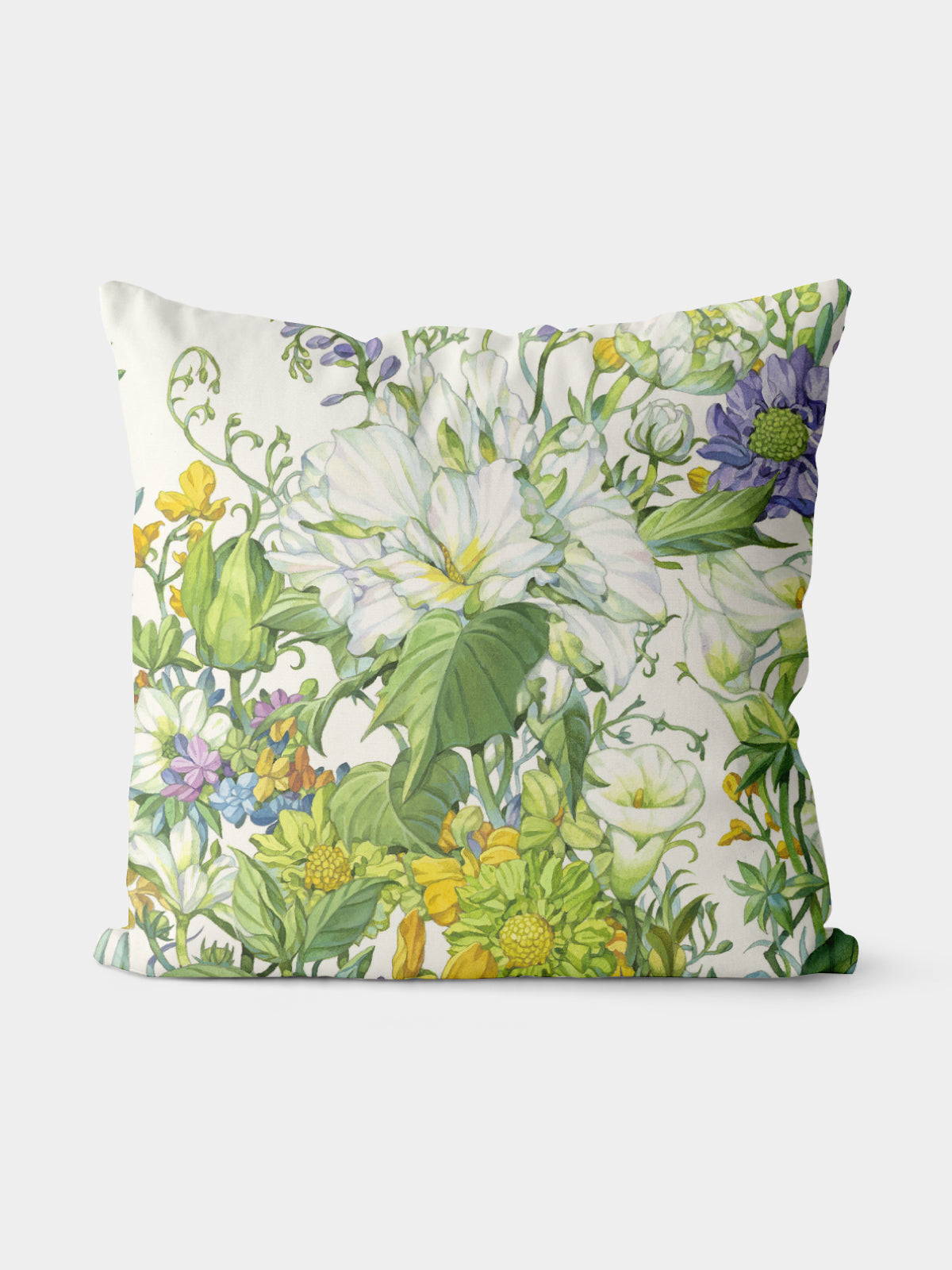 Botanical Watercolor Floral Throw Pillow