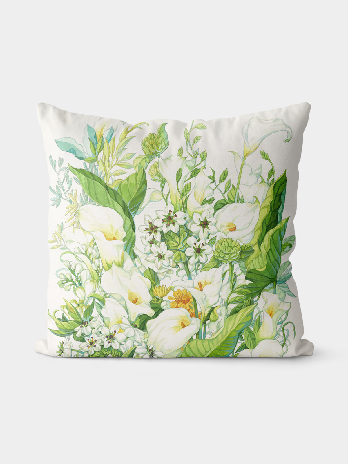 White Floral Botanical Throw Pillow