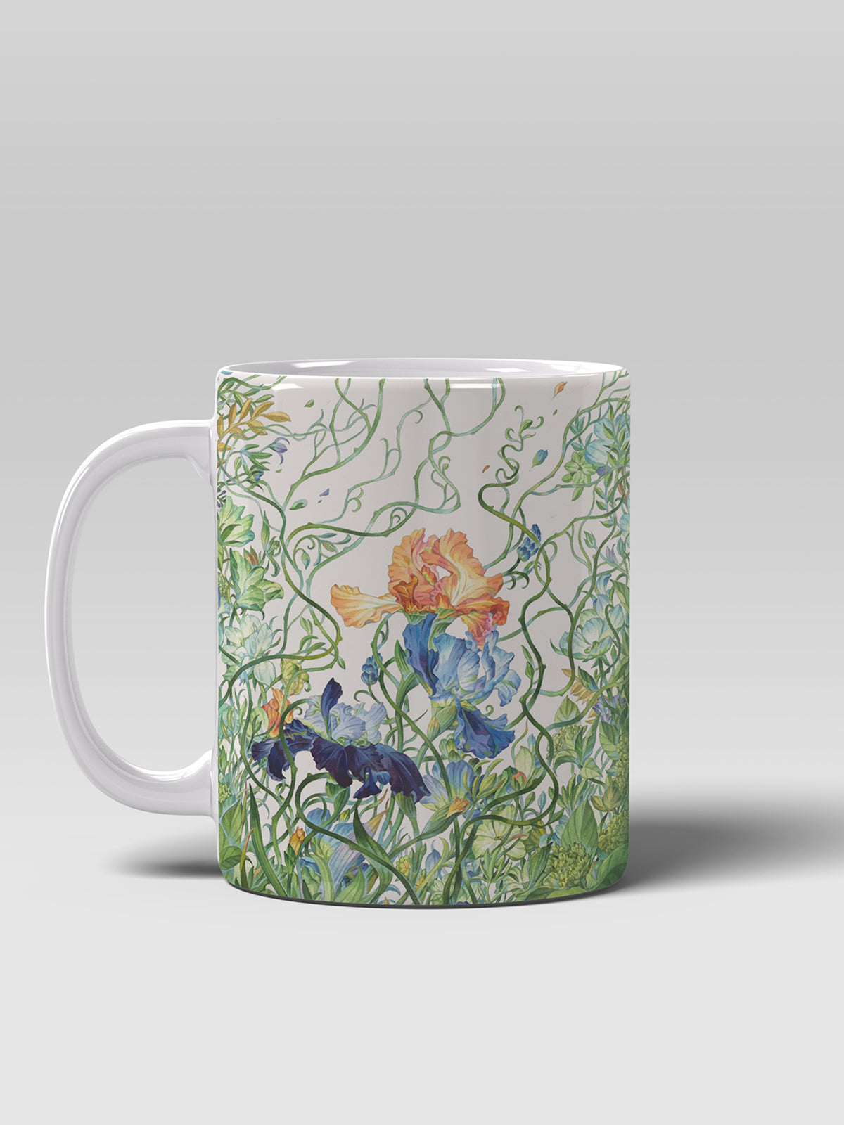 Floral Coffee Mug, Watercolor Iris Ceramic Mug for Home