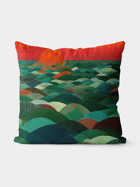 Sunset Over Waves Throw Pillow, Coastal - Inspired Home Decor