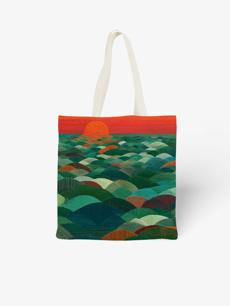 Sunset Over Waves Tote Bag, Ocean - Inspired Canvas Tote