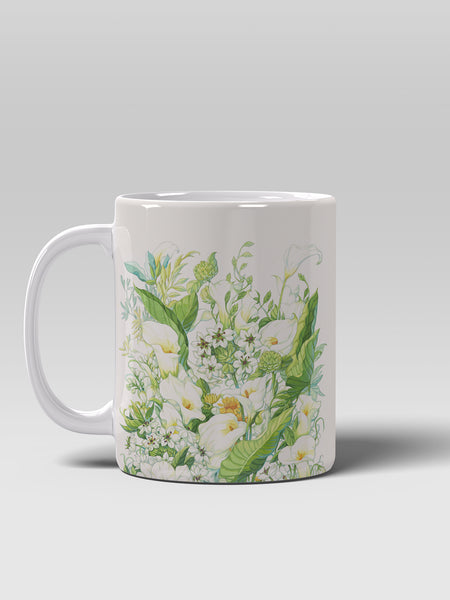 Floral Coffee Mug, Watercolor Lily Ceramic Mug for Home