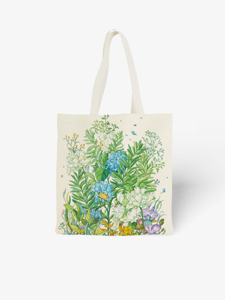 Vibrant Floral Garden Canvas Tote Bag, Colorful Hydrangea & Mixed Flower Print Shoulder Bag for Daily Use