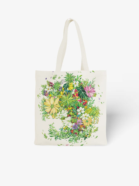 Vibrant Floral Cluster Canvas Tote Bag, Colorful Mixed Flower Print Shoulder Bag for Daily Use