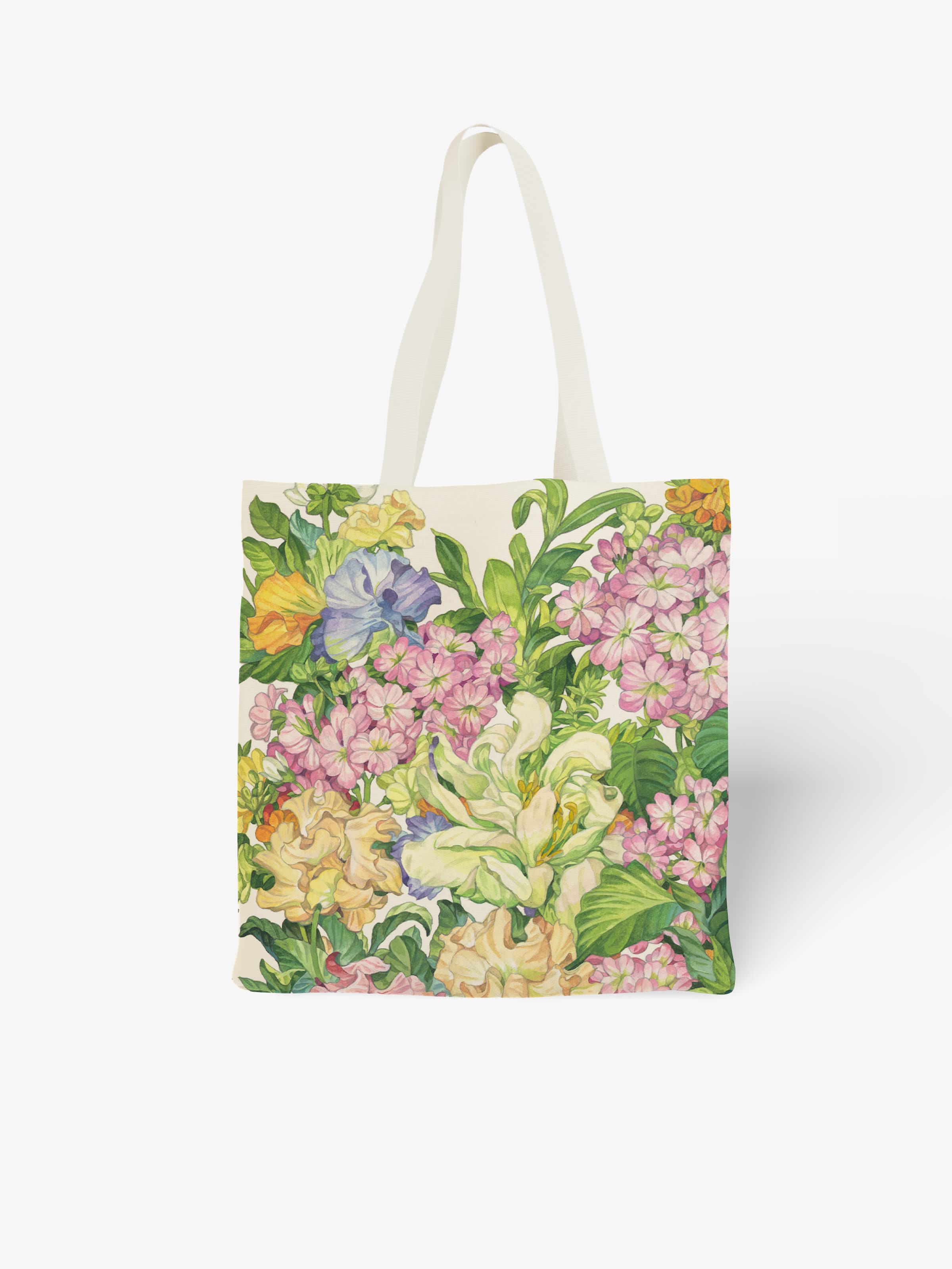 Vibrant Floral Canvas Tote Bag, Colorful Flower Print Shoulder Bag for Daily Use