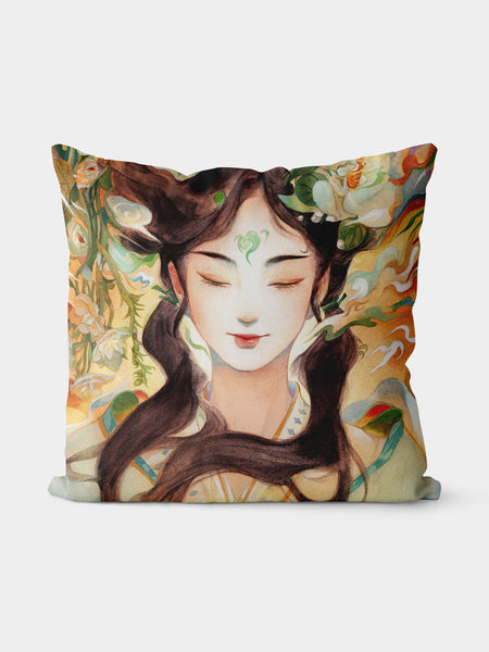 Chinese Style Goddess Throw Pillow, Artistic Cushion for Home Decor