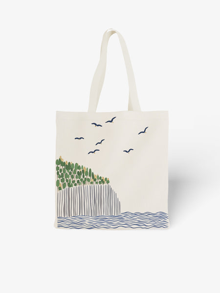 Coastal Cliff and Birds Tote Bag, Nature - Inspired Canvas Tote