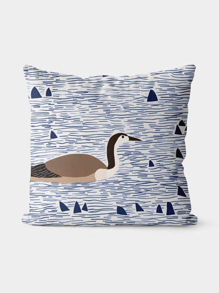 Goose in Water Throw Pillow, Nature - Inspired Home Decor