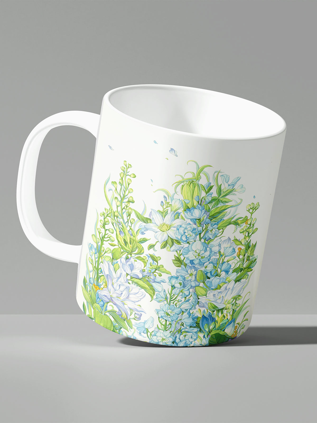 Floral Coffee Mug, Watercolor Blue Flower Ceramic Mug for Home