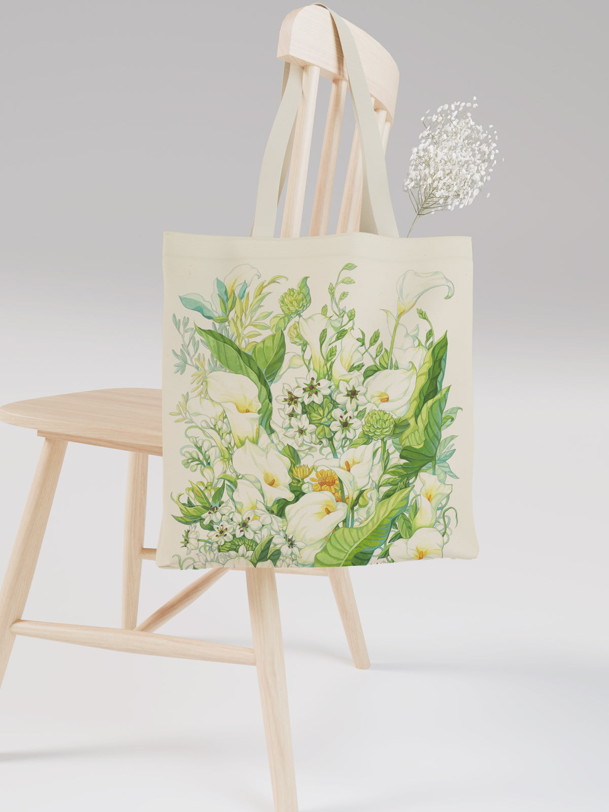 White Floral Canvas Bag