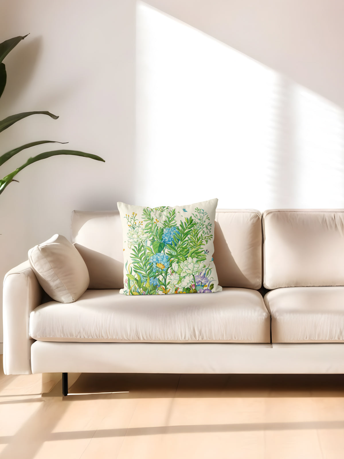 Floral Throw Pillow, Botanical Cushion for Home Decor