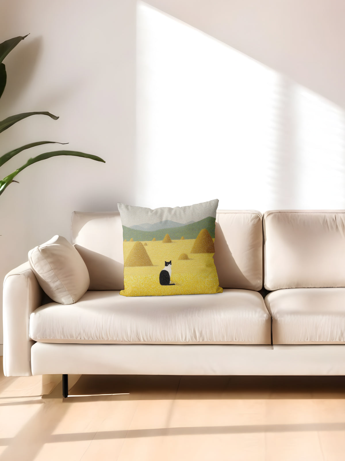 Cat in Field Throw Pillow, Countryside - Inspired Home Decor