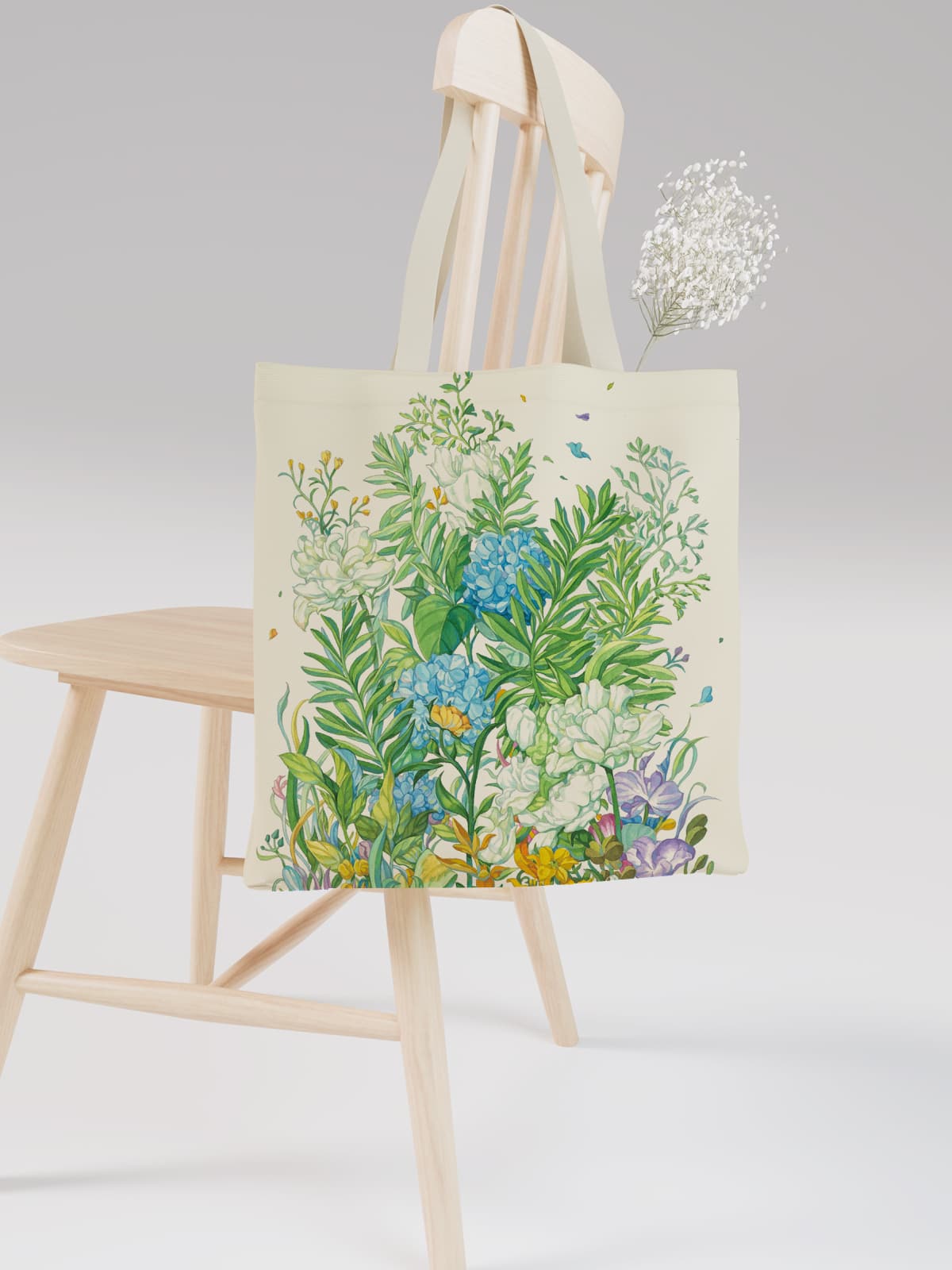 Vibrant Floral Garden Canvas Tote Bag, Colorful Hydrangea & Mixed Flower Print Shoulder Bag for Daily Use