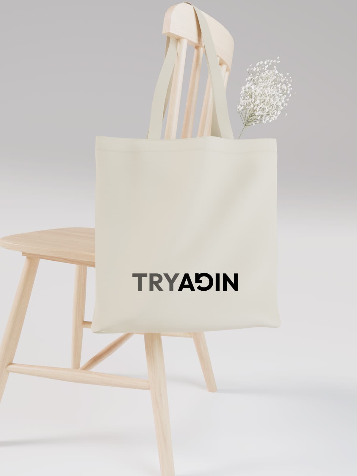 Clever TRY AGAIN Wordplay Canvas Tote Bag