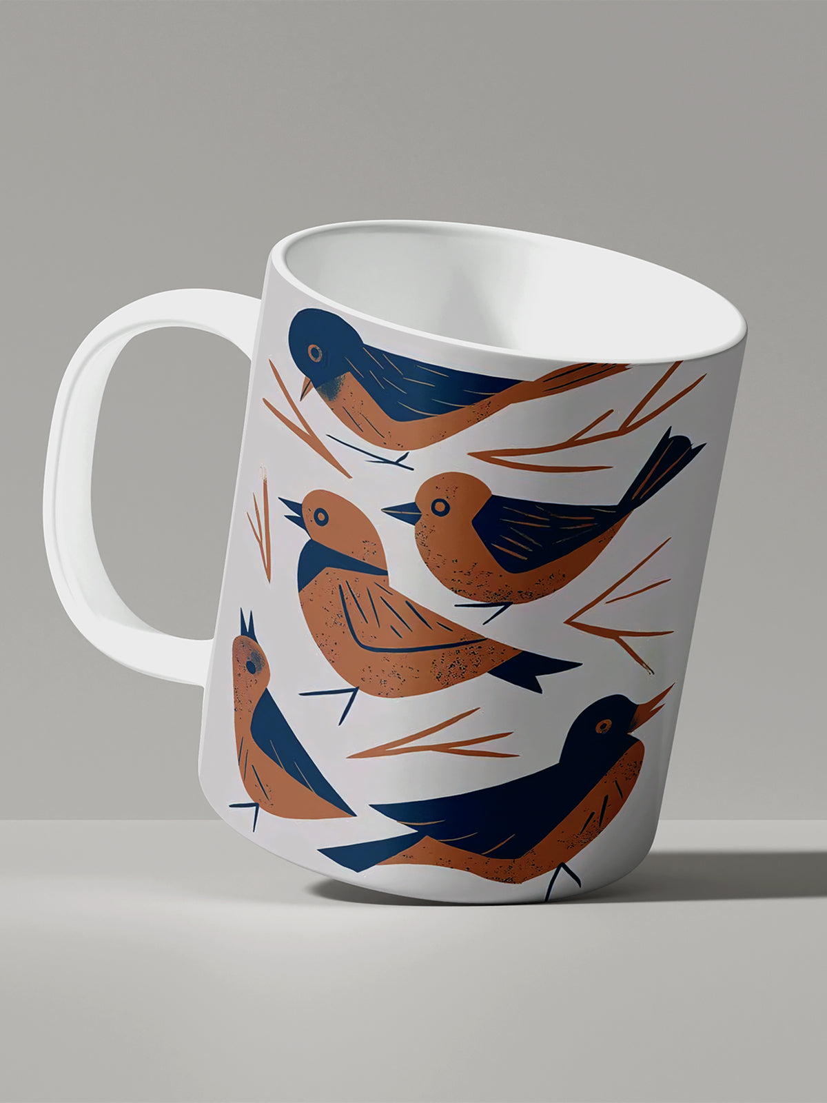Retro Bird Print Ceramic Mug