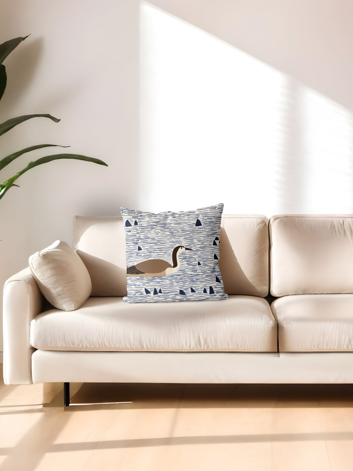Goose in Water Throw Pillow, Nature - Inspired Home Decor