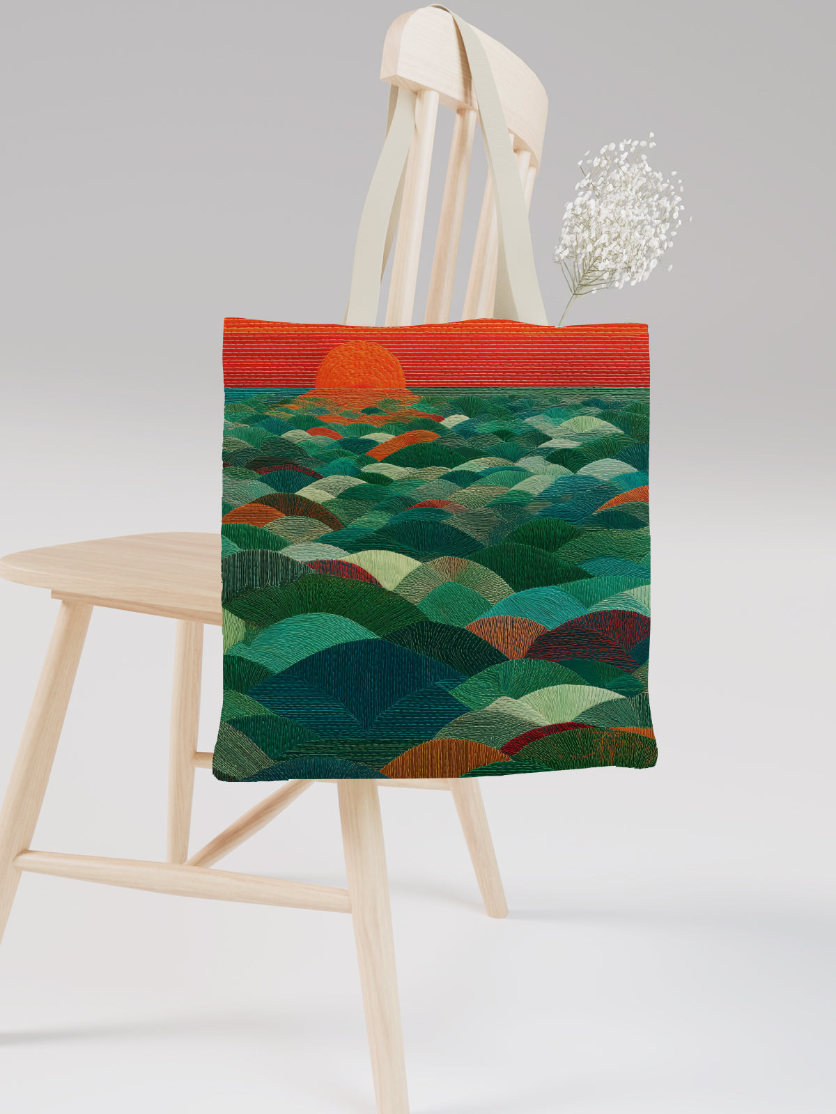 Sunset Over Waves Tote Bag, Ocean - Inspired Canvas Tote