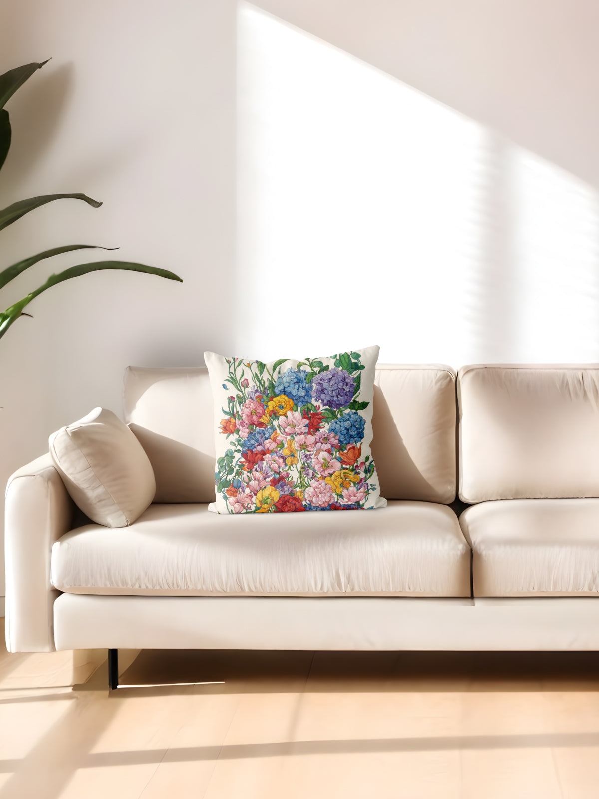 Vibrant Floral Watercolor Throw Pillow