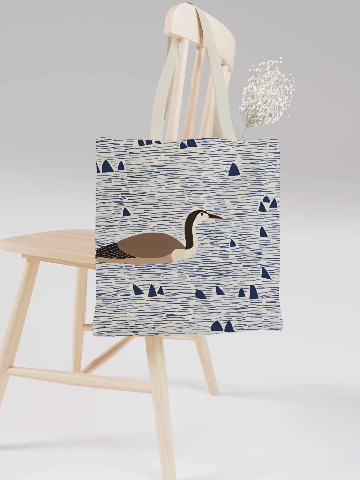 Goose in Water Tote Bag, Nature - Inspired Canvas Tote